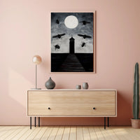 Eerie Lighthouse Under Moonlight: Fantasy or Mythology Poster PosterGoat