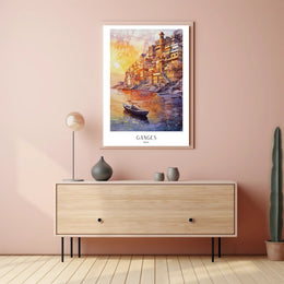Ganges Sunrise in Varanasi Cultural Heritage Poster PosterGoat