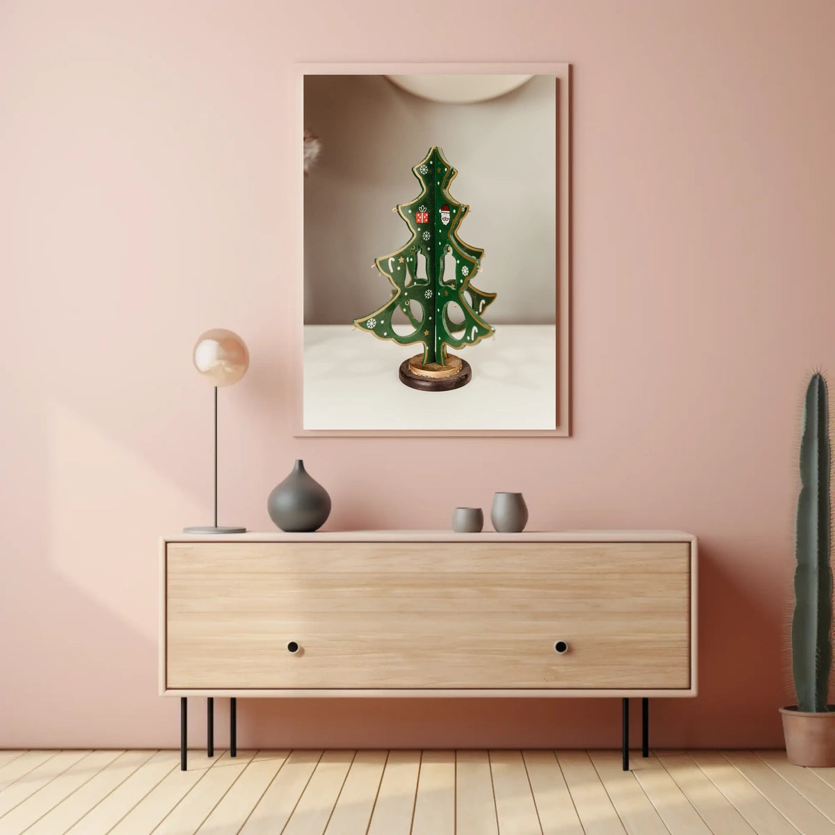 Festive Wooden Christmas Tree Poster