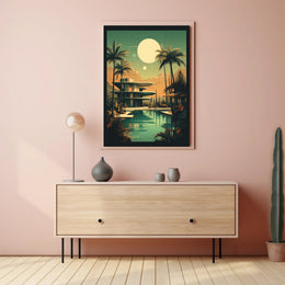 Retro-Futuristic Oasis Retro Poster PosterGoat