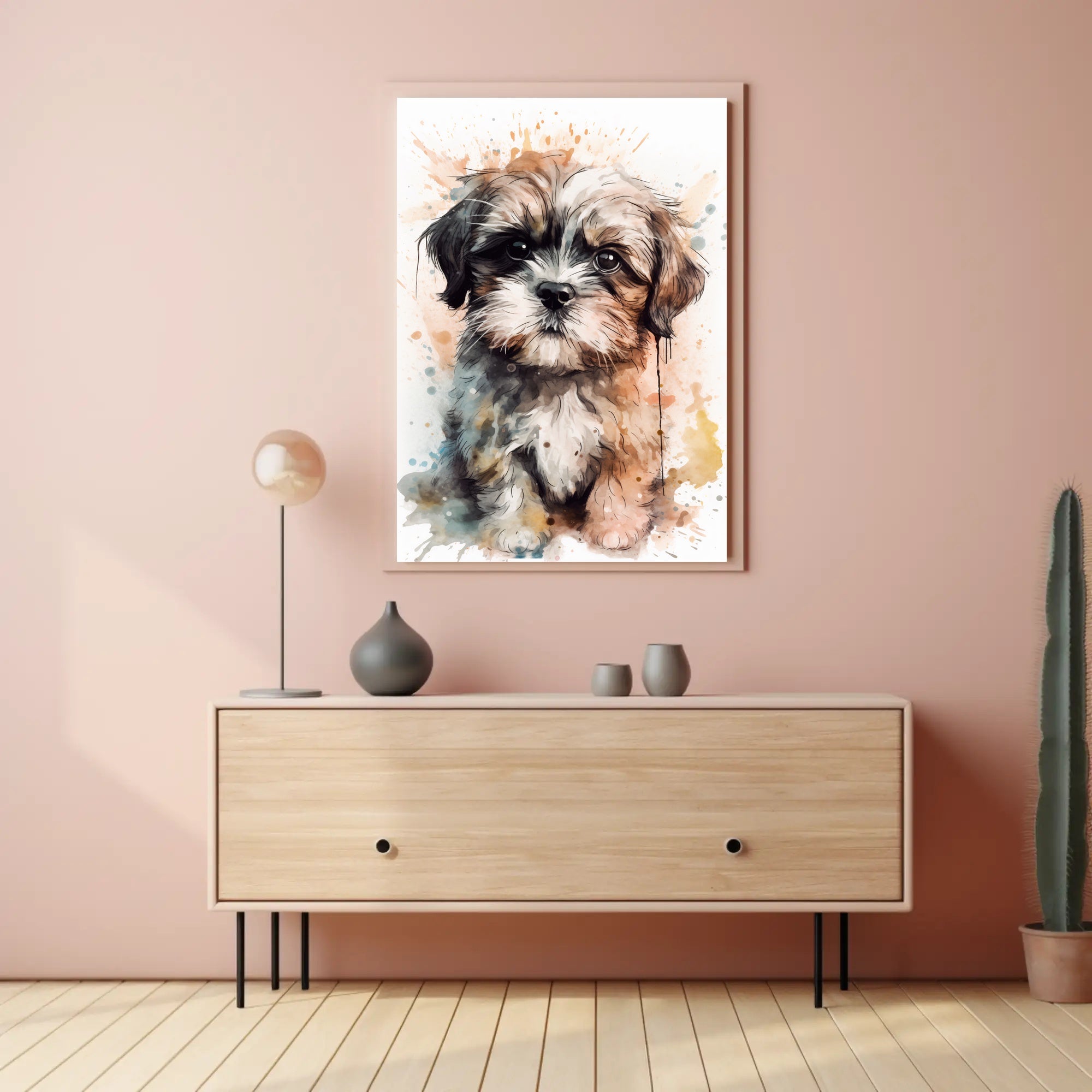 Watercolor Puppy Poster Cute Pet Wall Art Print