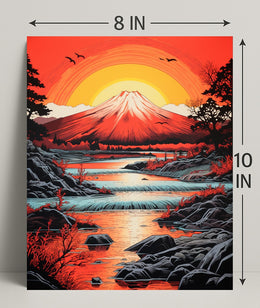 Radiant Mountain Sunset Poster PosterGoat