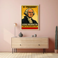 George Washington 1st President of the United States Inked Comic Style Poster