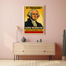 George Washington 1st President of the United States Inked Comic Style Poster
