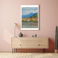 Scenic Bellagio Lake Como Italian Travel Poster