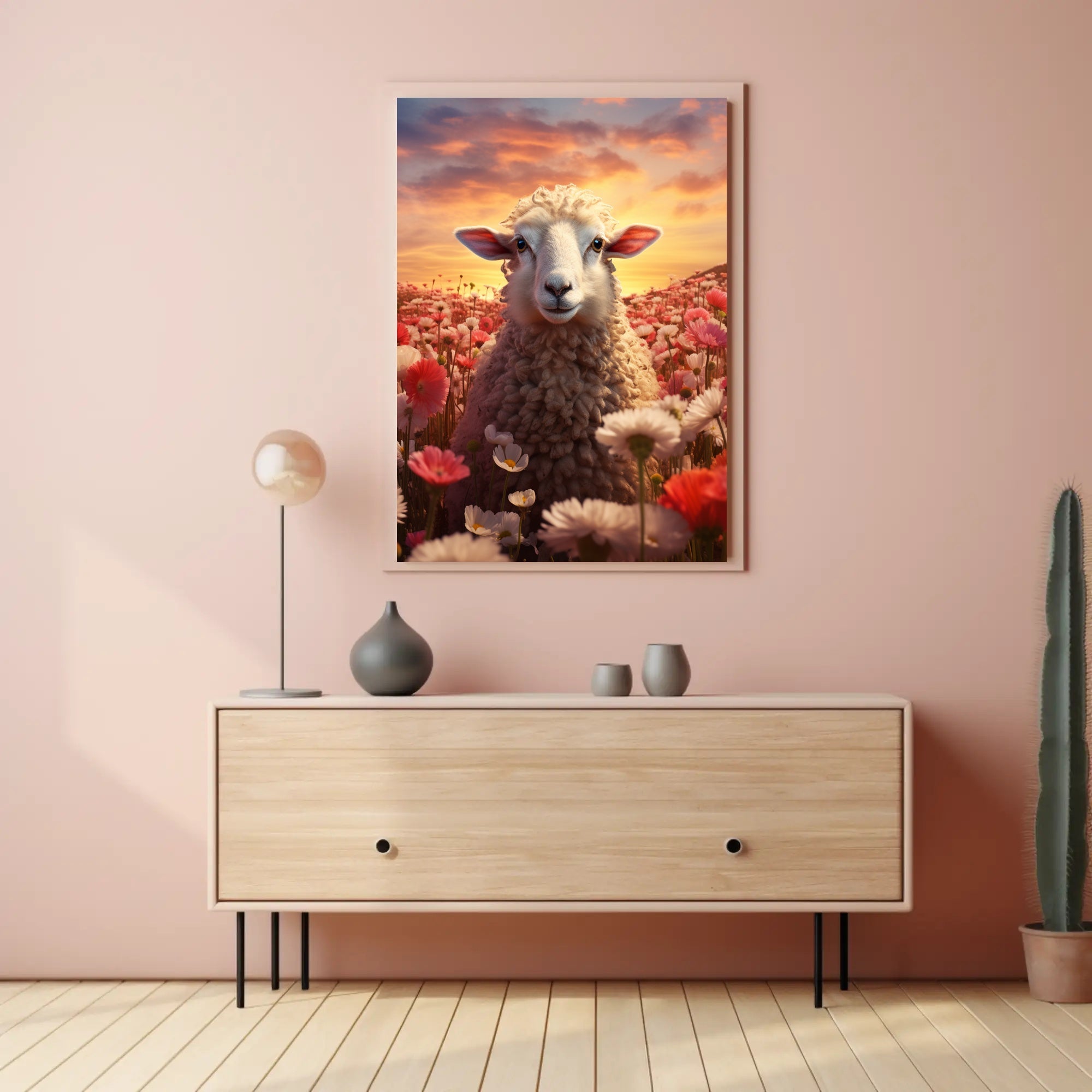 Serene Sheep At Sunset Poster PosterGoat