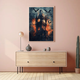 Gothic-Style Clock Tower Art Poster in Eerie Environment - Artistic Poster