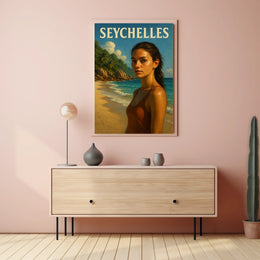 Seychelles Beach Scene Poster