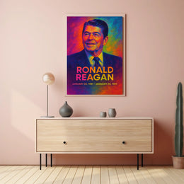 Ronald Reagan 40th President of the United States Neon Gradient Overlay Poster