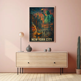New York City Urban Nightscape Poster