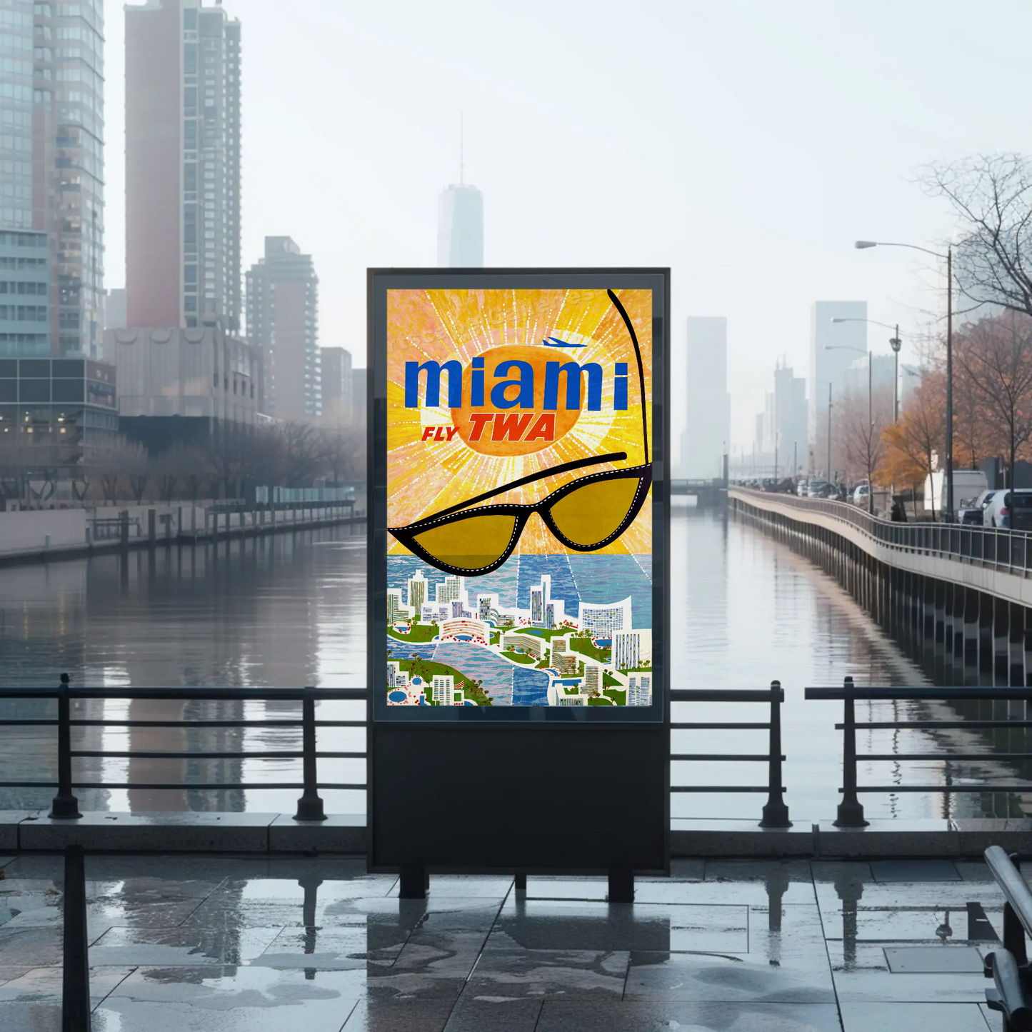 Miami Fly TWA Travel Poster
