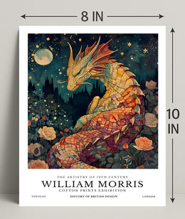 Artistic Dragon and Roses: 19th Century Heritage Poster