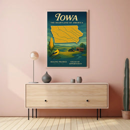 Iowa Heartland Vintage Travel Poster