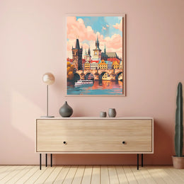Prague Cityscape Poster: Charles Bridge & Vibrant Skyline