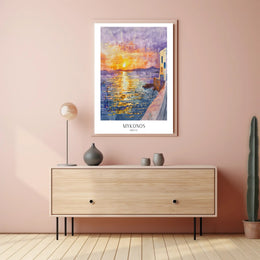 Mykonos Sunset Poster PosterGoat