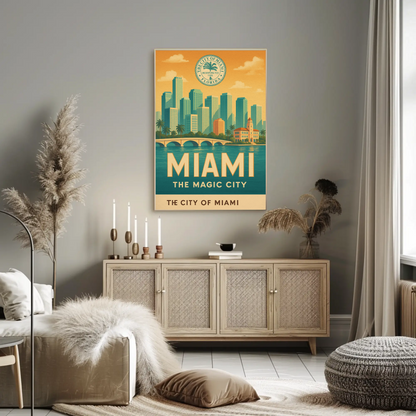 Miami Retro Seal Vintage Travel Poster