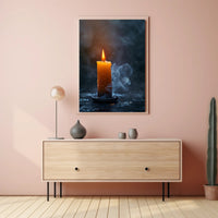 Photorealistic Burning Candle Travel Poster Wall Art PosterGoat