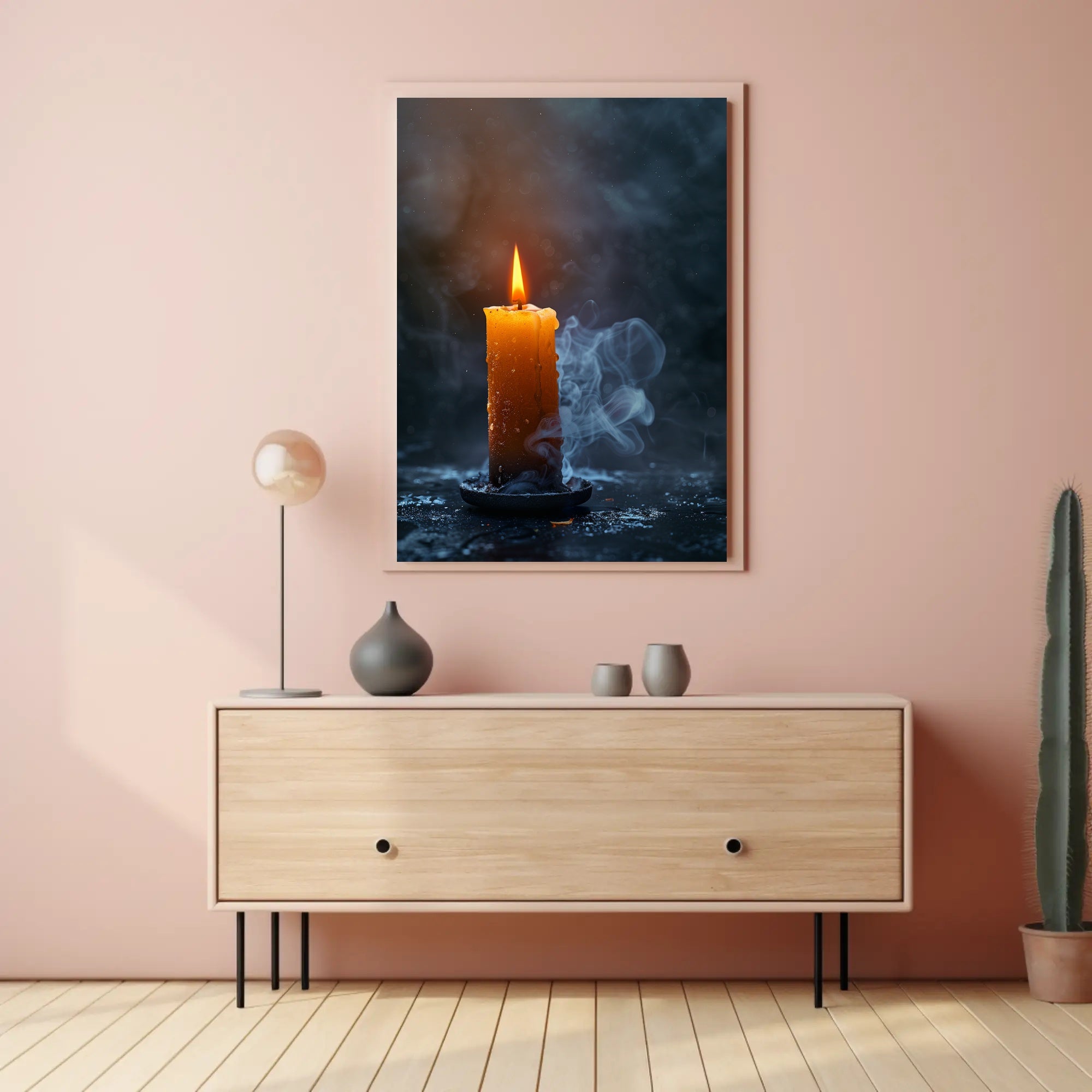 Photorealistic Burning Candle Travel Poster Wall Art PosterGoat