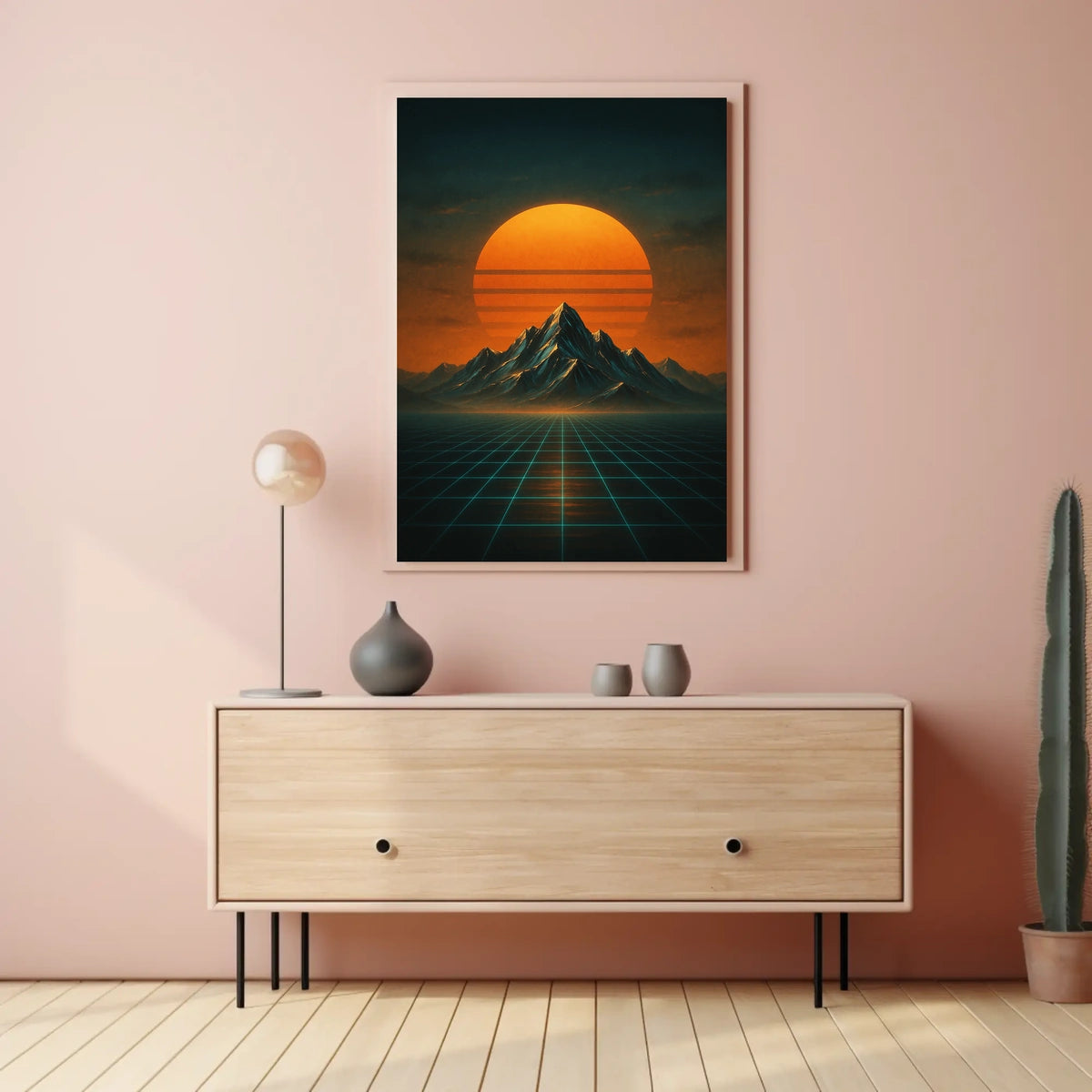 Retro-Futuristic Synthwave Art Print in Futuristic Sci-Fi Poster