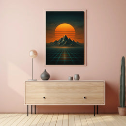 Retro-Futuristic Synthwave Art Print in Futuristic Sci-Fi Poster