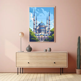 Grand Mosque Vector Art: Vibrant Islamic Heritage Poster