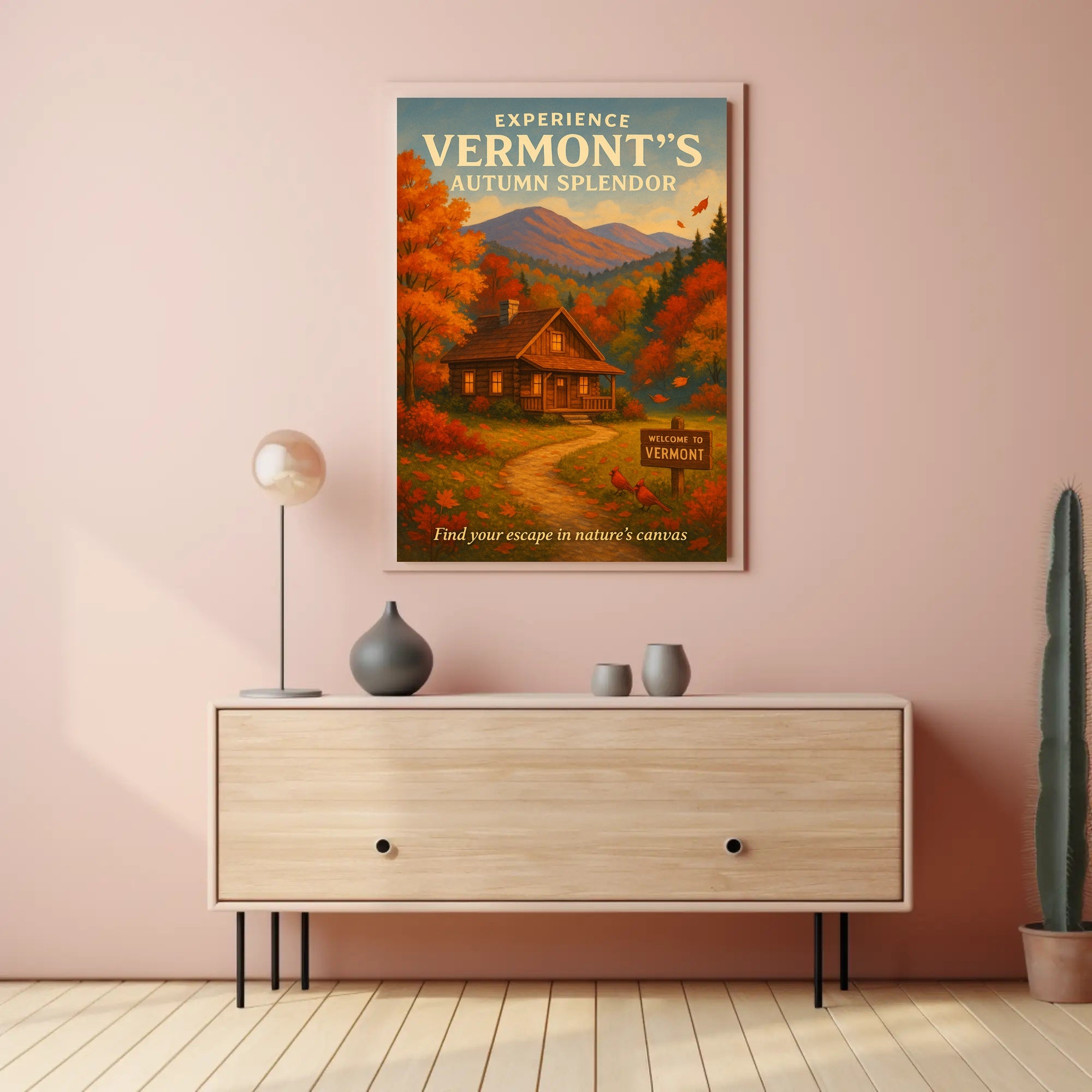 Vermont Autumn Splendor Vintage Travel Poster
