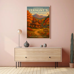 Vermont Autumn Splendor Vintage Travel Poster