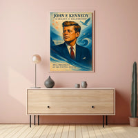 John F. Kennedy Inspirational Vintage Art Poster