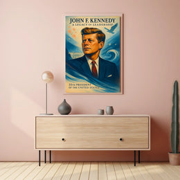 John F. Kennedy Inspirational Vintage Art Poster