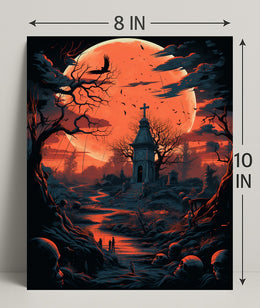 Haunted Moonlit Cemetery Poster