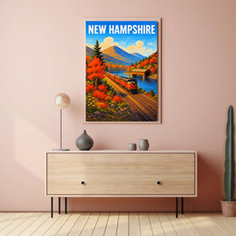 New Hampshire Autumn Train Journey Poster PosterGoat