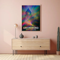 Greensboro North Carolina Vibrant Cityscape Travel Art Impressionism Urban Skyline Wanderlust Inspiration Poster