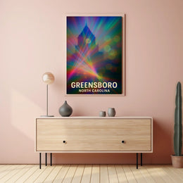 Greensboro North Carolina Vibrant Cityscape Travel Art Impressionism Urban Skyline Wanderlust Inspiration Poster