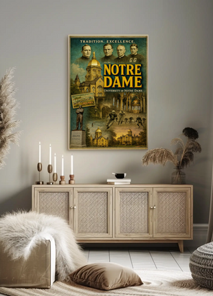 Notre Dame University Historic Campus Football Tradition Travel Poster