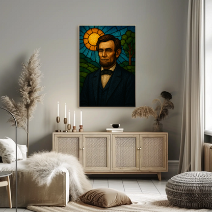Abraham Lincoln Stained Glass Portrait Poster