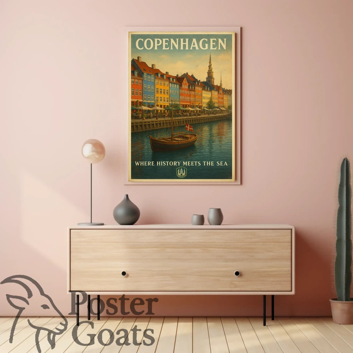 Copenhagen Nyhavn Waterfront Travel Poster