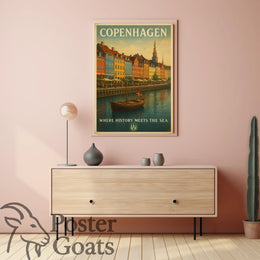 Copenhagen Nyhavn Waterfront Travel Poster