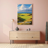 Scottish Coastal Golf Course Scene Sports Poster