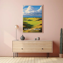 Scottish Coastal Golf Course Scene Sports Poster