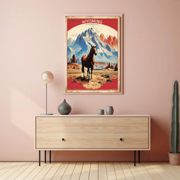 Wyoming Horse Scenic Travel Poster