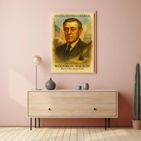 Woodrow Wilson 28th President of the United States Vintage Watercolor Poster