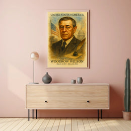 Woodrow Wilson 28th President of the United States Vintage Watercolor Poster