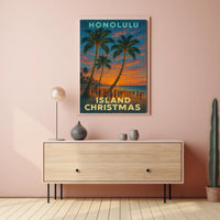 Honolulu Island Christmas Poster