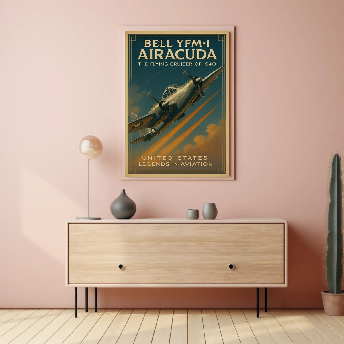 Bell YFM-1 Airacuda Vintage Aviation Poster Print