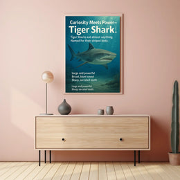 Curiosity Meets Power Tiger Shark Poster
