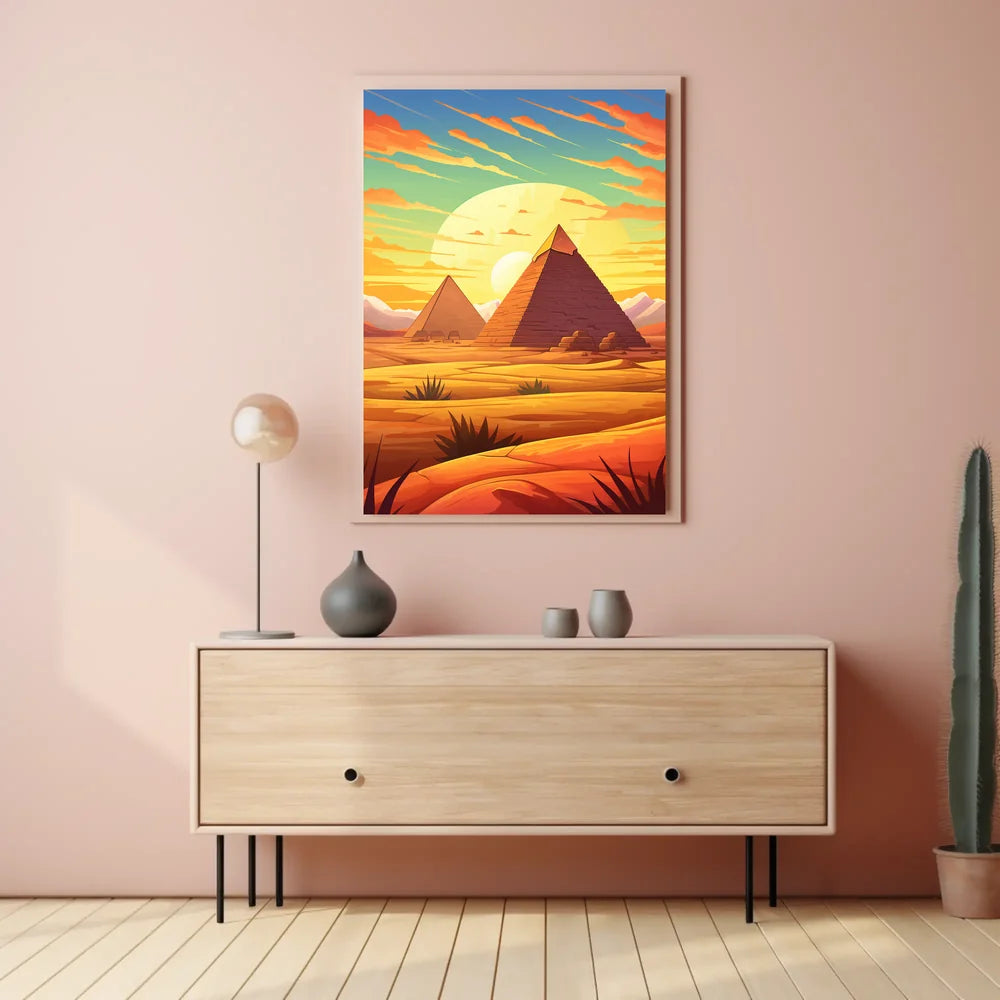 Egyptian Pyramids Sunset Surrealism Art Poster Print
