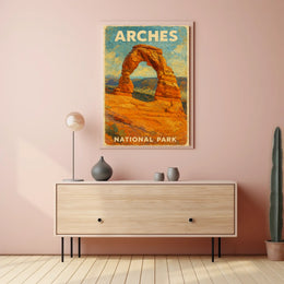 Arches National Park Adventure Landscape Wanderlust Desert Rock Formations Scenic Heritage Poster