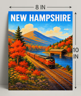 New Hampshire Autumn Train Journey Poster PosterGoat