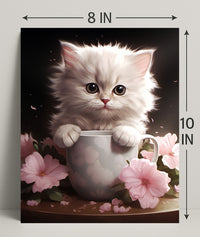 Kitten In A Cup Poster PosterGoat