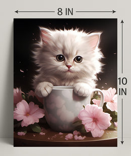 Kitten In A Cup Poster PosterGoat